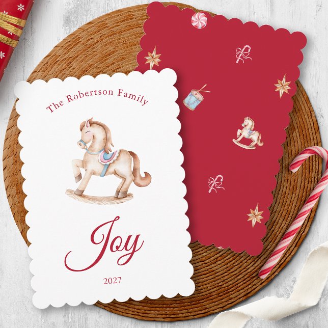 Carte de Noël Cheval à Bascule Vintage (Créateur téléchargé)