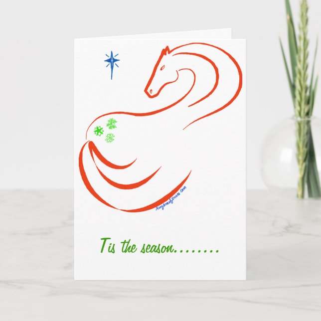 Carte de Noël Cheval avec amour et carottes (Devant)