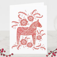 Carte de Noël Cheval Dala Suédois