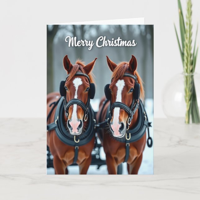 Carte de Noël Cheval d'Hiver (Devant)