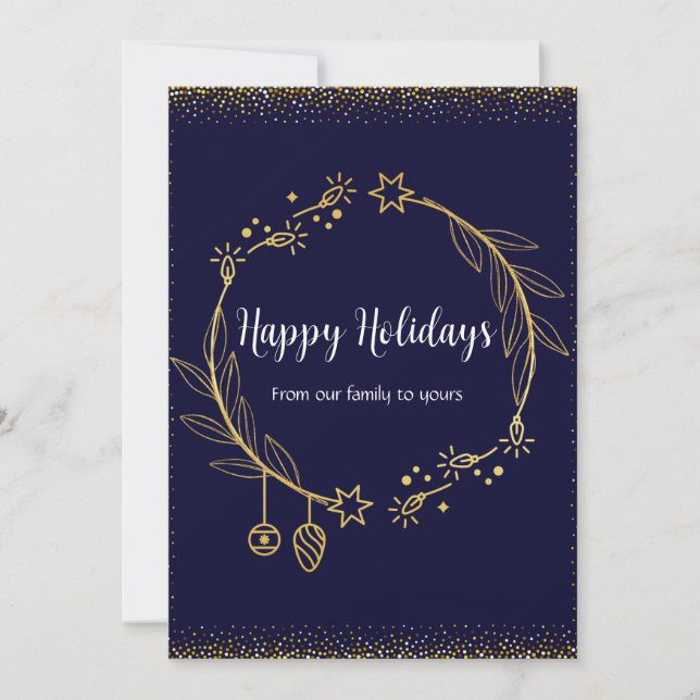 Carte de Noël chic bleu foncé et or (Devant)