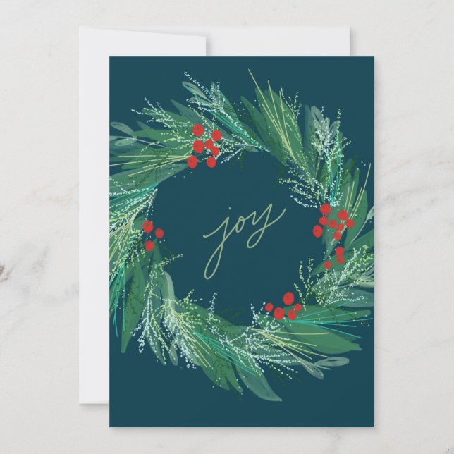 Carte de Noël Chic Botanique Vacances Wreath Appar (Devant)