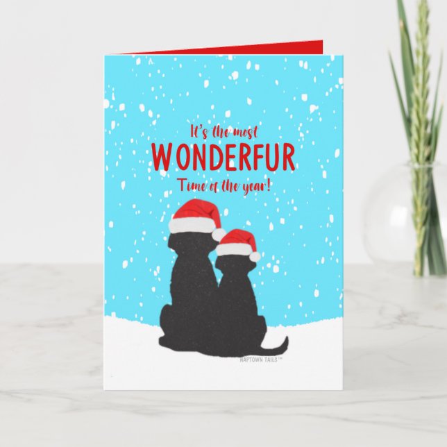 Carte de Noël Chien Black Lab avec Santa (Devant)