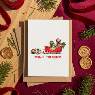 Carte de Noël Chien Bouledogue Français Santa Slei