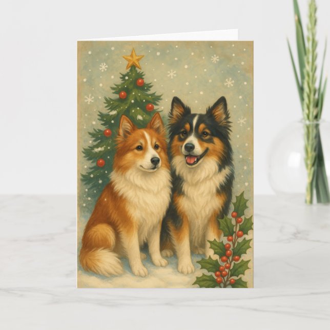 Carte de Noël Chien de Berger Islandais (Devant)