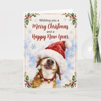 Carte de Noël Chien de Père Noël Drôle