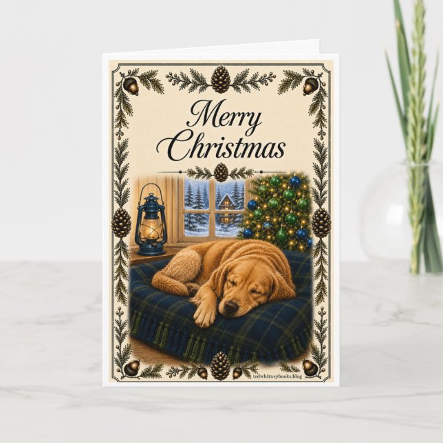Carte de Noël - Chien endormi (Devant)