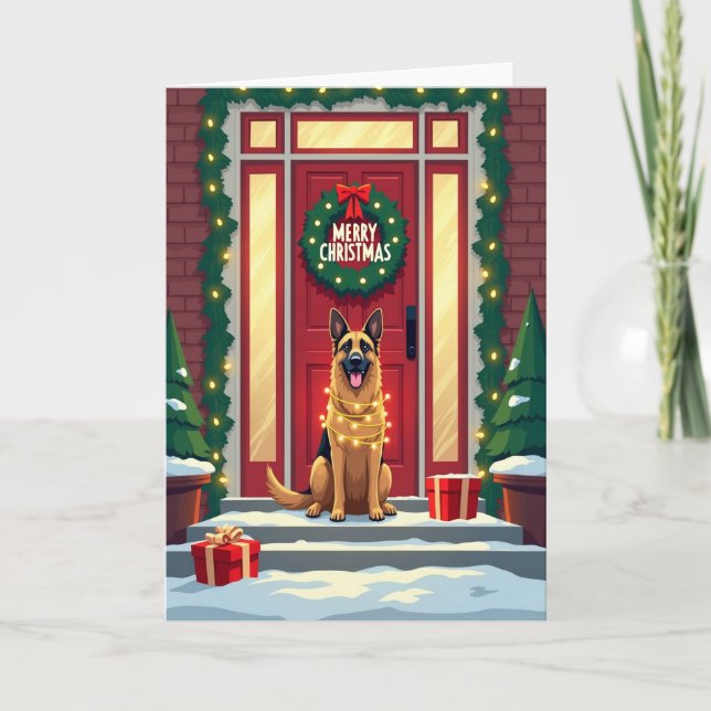 Carte de Noël Chien Lumineux (Devant)