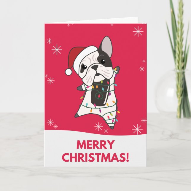 Carte de Noël Chiens Bouledogue Animaux d'Hiver Jo (Devant)