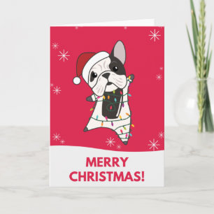 Carte de Noël Chiens Bouledogue Animaux d'Hiver Jo