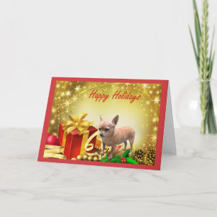 Carte de Noël Chihuahua Cadeaux de vacances