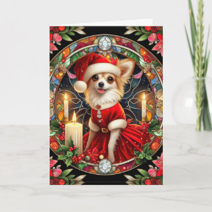 Carte de Noël Chihuahua Père Noël Robe