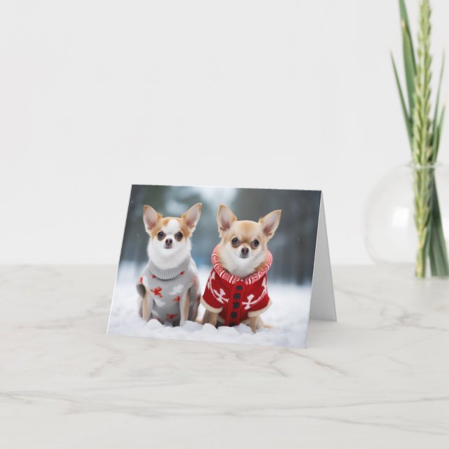 Carte de Noël Chihuahuas (Devant)