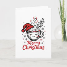 Carte de Noël Chocolat Chaud Cozy Fêtes d'Hiver