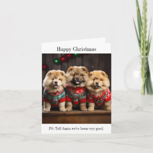 Carte de Noël Chow Chow Puppies