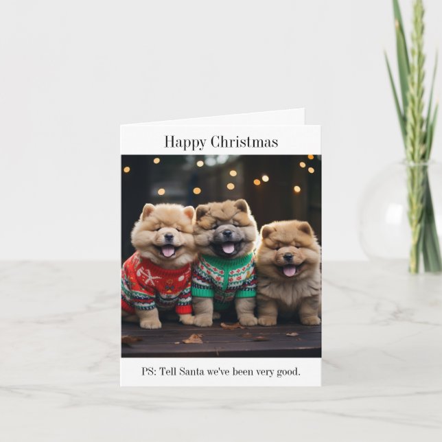 Carte de Noël Chow Chow Puppies (Devant)