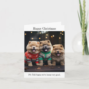 Carte de Noël Chow Chow Puppies