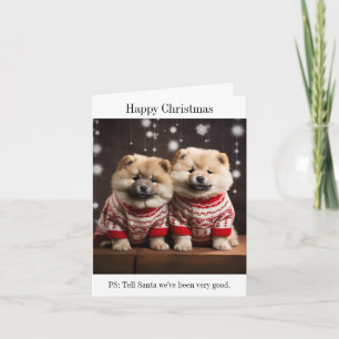 Carte de Noël Chow Chow Puppies