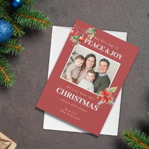 Carte de Noël chrétienne au poinsettia en photo