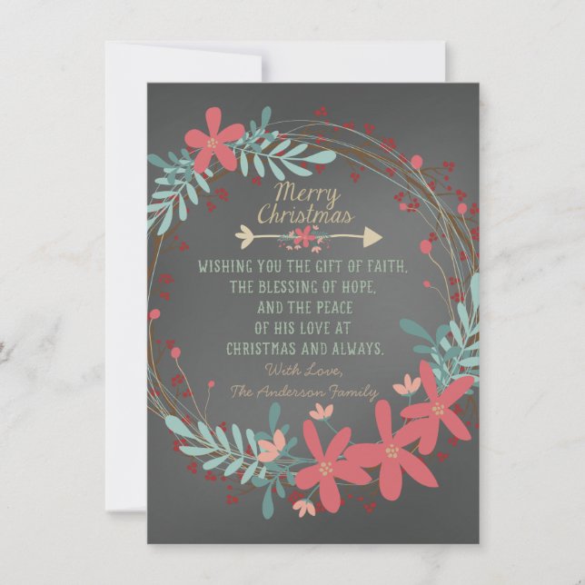 Carte de Noël chrétienne rustique sur tableau noir (Devant)