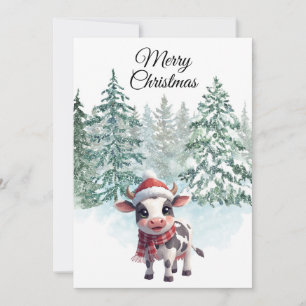 Carte de Noël Christmas Cow Flat