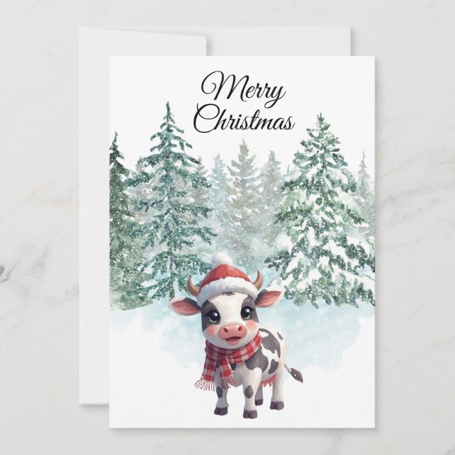 Carte de Noël Christmas Cow Flat (Devant)