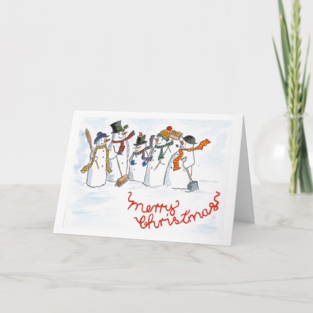 Carte de Noël - Cinq Snowmen (Devant)