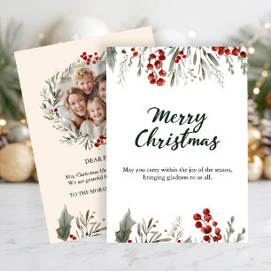 Carte de Noël classique avec vœu chaleureux d'hive