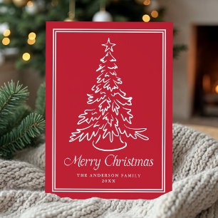 Carte de Noël classique dessinée à la main Rouge N
