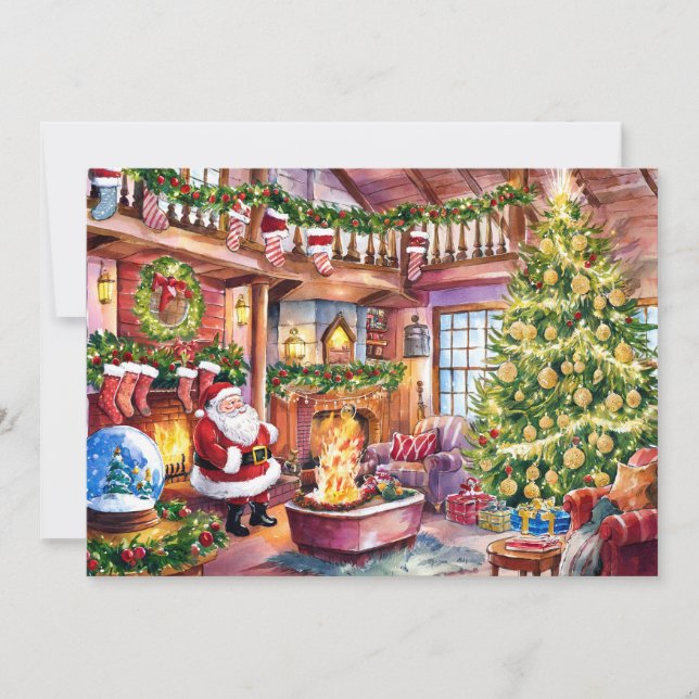 Carte de Noël classique en aquarelle #6 (Devant)