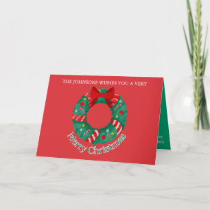 Carte de Noël classique en rouge et vert