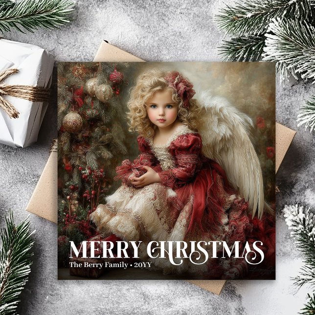 Carte de Noël classique religieuse victorienne ang (Religious Victorian Angel Classic Christmas Card)