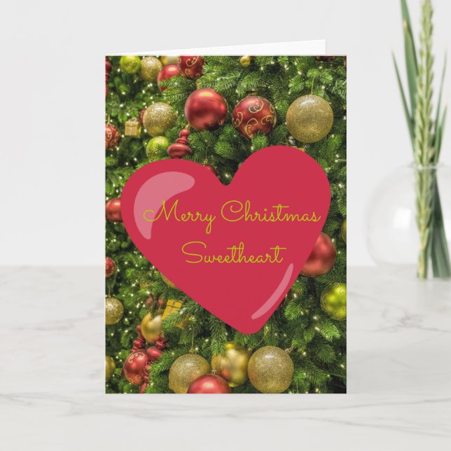 Carte de Noël Classique Rouge Rose Sweetheart  (Devant)