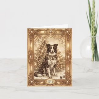 Carte de Noël Classique Vintage Border Collie
