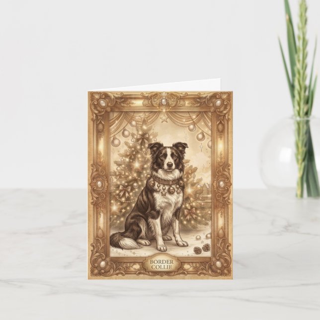 Carte de Noël Classique Vintage Border Collie (Devant)