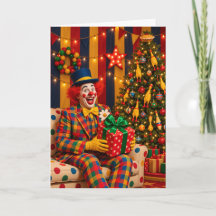 Carte de Noël Clown et Arbre à Poulet en Caoutchou