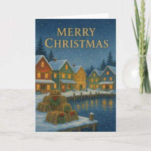 Carte de Noël Coastal Fishing Village