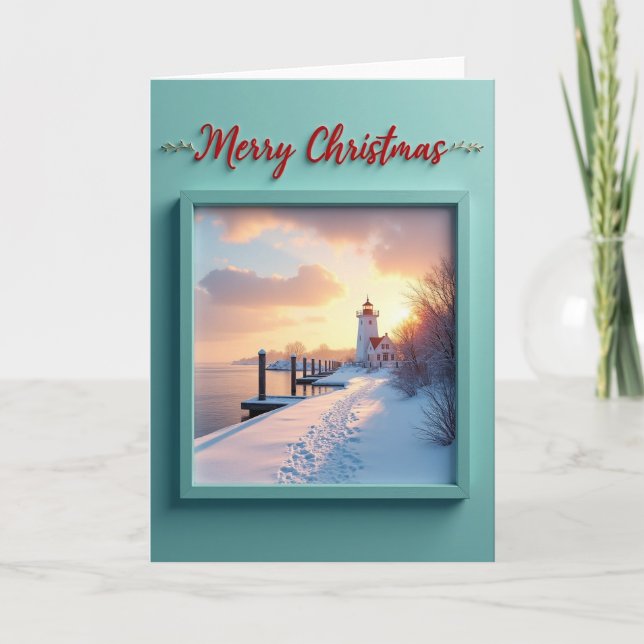 Carte de Noël Coastal Winter Glow (Devant)