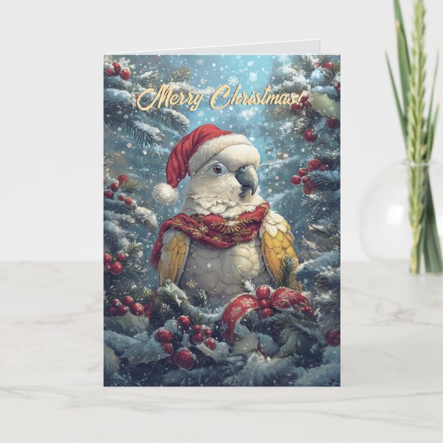 Carte de Noël Cockatoo Neige (Devant)