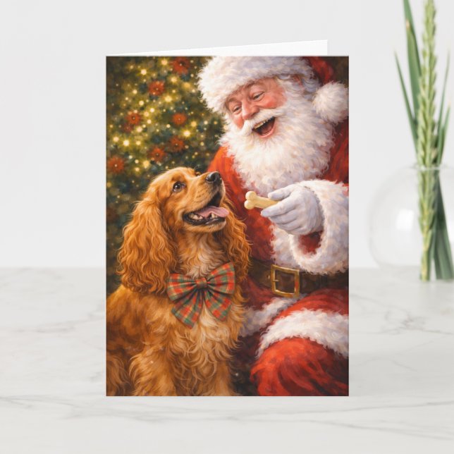 Carte de Noël Cocker Spaniel – Charlie avec le Pèr (Devant)