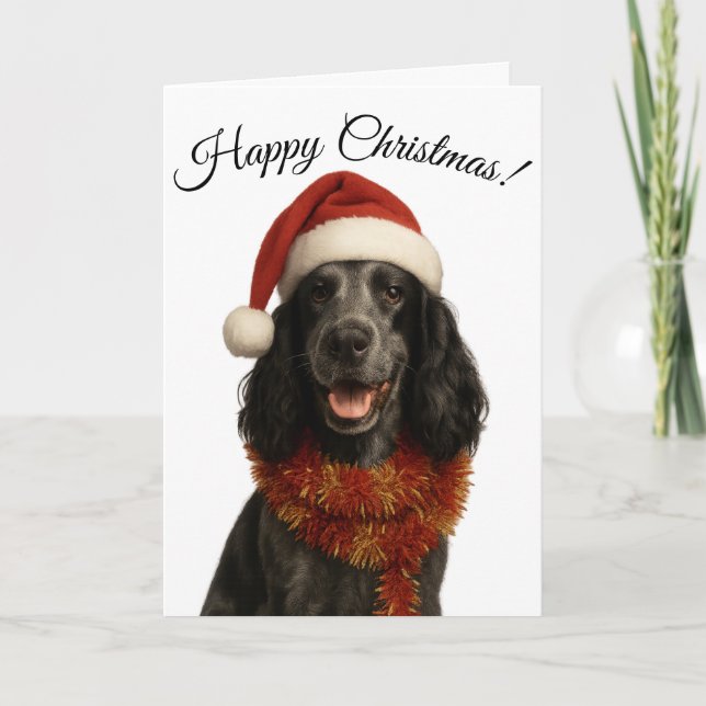 Carte de Noël Cocker Spaniel Joyeux (Devant)