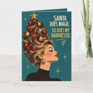 Carte de Noël Coiffeur Magique du Père Noël