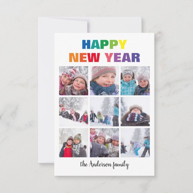 Carte de Noël - Collage Bonne Année Arc-en-ciel -  (Devant)