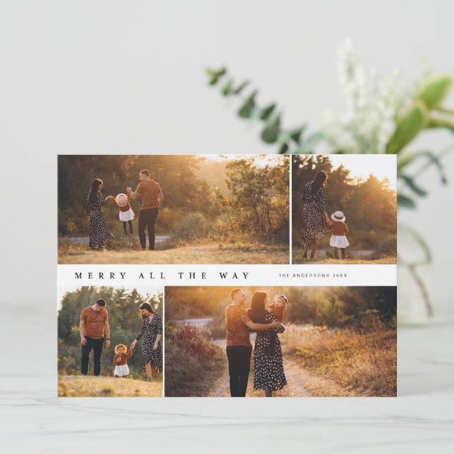 Carte de Noël Collage de 4 Photos Joyeux Noël (Debout devant)