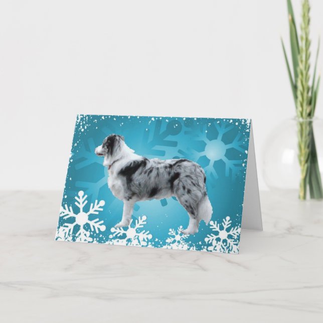 Carte de Noël Collie Bordure (Devant)