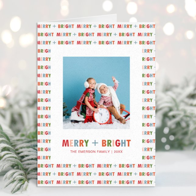 Carte de Noël colorée avec photo (Colorful Christmas Photo Holiday Card
)