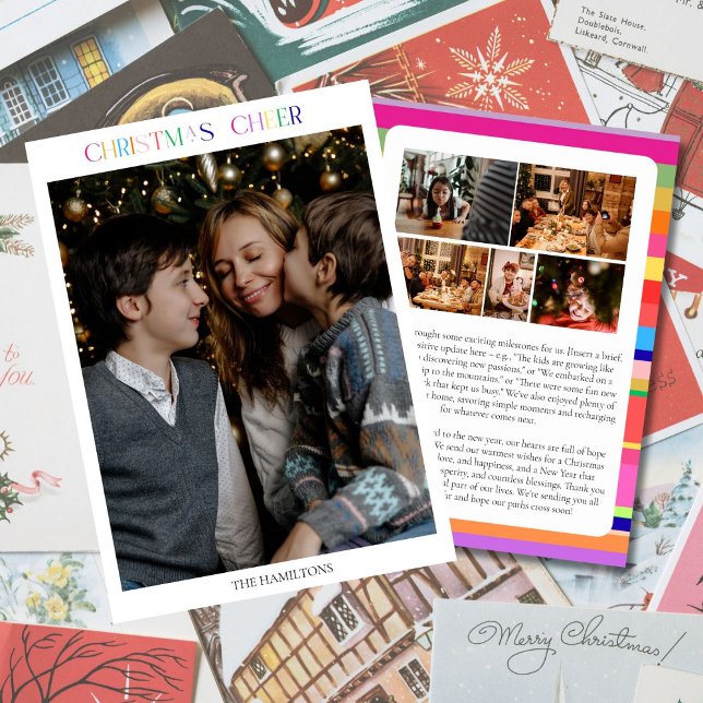 Carte de Noël colorée pour famille avec 6 photos (Créateur téléchargé)