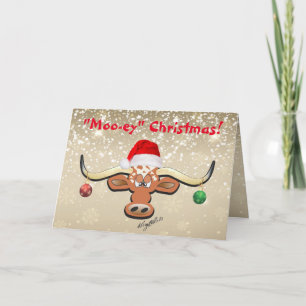 Carte de Noël Comique de Longhorn Steer