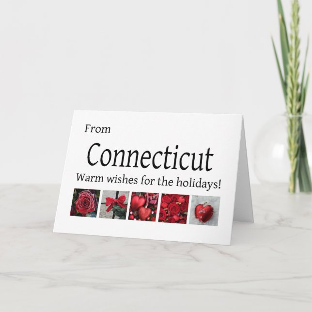 Carte de Noël Connecticut avec ornements (Devant)