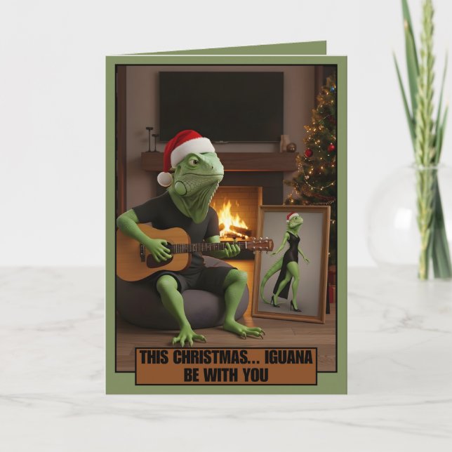 Carte de Noël cool pour les fans d'Iguane (Devant)